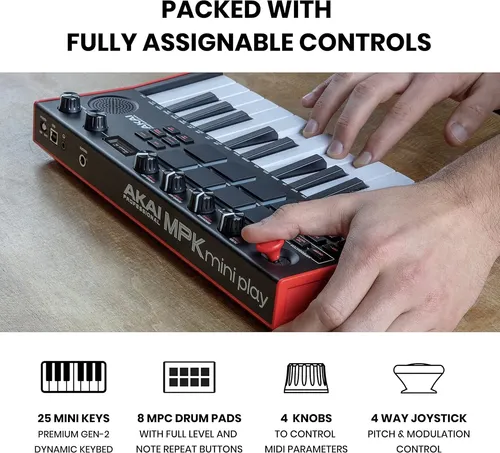 Teclado Controlador Midi Akai Mpk Mini Play Mk3 25 Teclas