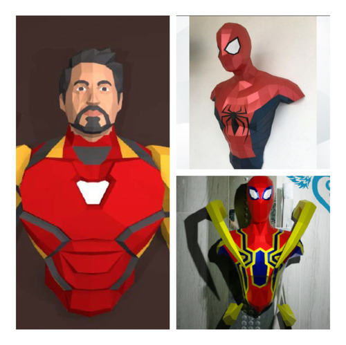 Spiderman - Iron Man - 3 Moldes - Papercraft - Origami - Pdf