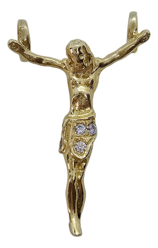 Dije Cruz Crucifijo / Cristo Olímpico Con Piedras Oro 10k