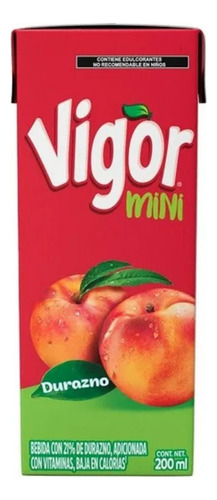 2 Pza Bebida Vigor Mini Con Durazno 200 Ml