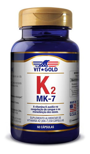 Vitamina K2 Mk-7 (menaquinona-7) 100mcg 60 Cáps Importado 