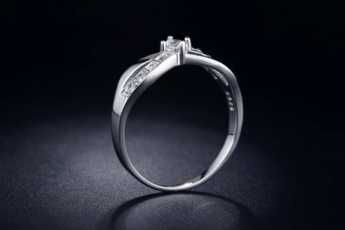 Imagen 3 de 4 de Fino Anillo De Compromiso Diseño Único Plata Pura 950