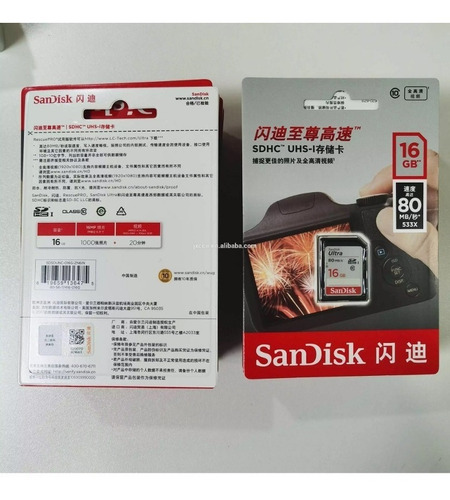 Cartão Memoria 16 Gbs Sdhc Ultra 80 Mbs Classe 10- Sandisk