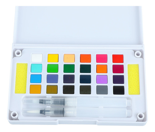 Set Portátil De Acuarela Sólida De 24 Colores Con Paleta