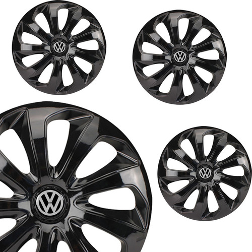 Imagem 3 de 4 de Jogo 4 Carlotas Velox Aro 14 Preta Vw Gol