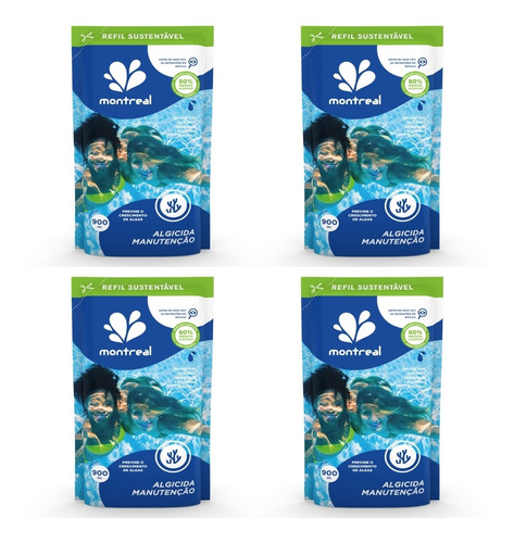 Kit Com 4 Refis De Algicida Manutenção Limpeza De Piscina