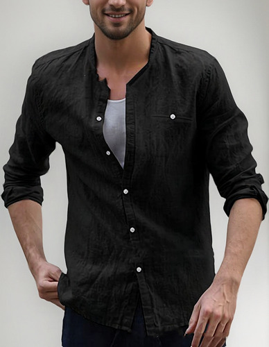 Ropa Casual De Lino De Algodón De Color Puro Para Hombre