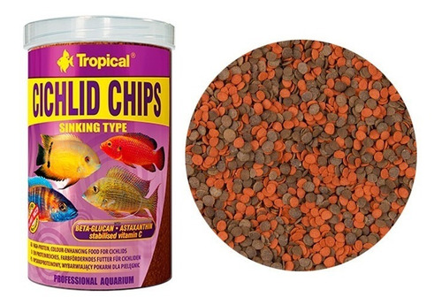 Ração P/ Ciclídeos Tropical Cichlid Chips 130g Cores + Vivas