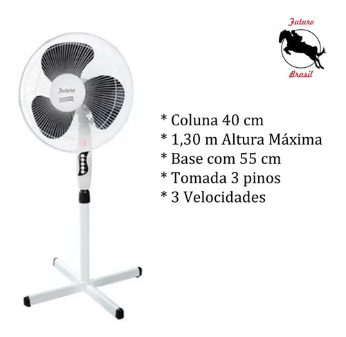 Ventilador De Coluna Pedestal Com 3 Velocidades Branco/preto