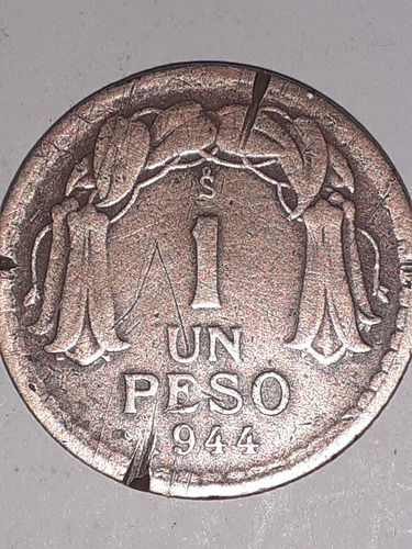 Moneda De 1 Peso Chilena Del Año 1944