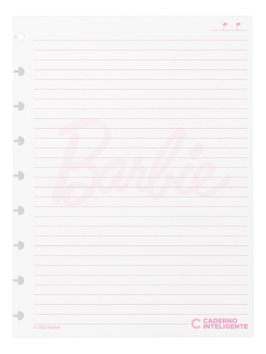 Refil Pautado Barbie Pink Médio P/ Caderno Inteligente 50fls