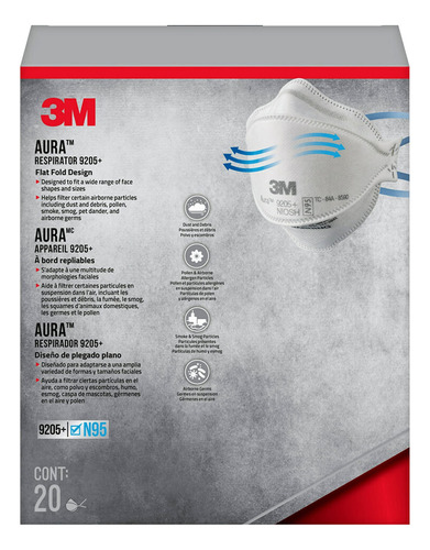 Respirador 3m Aura Particulate N95 9205+ 20 Unidades