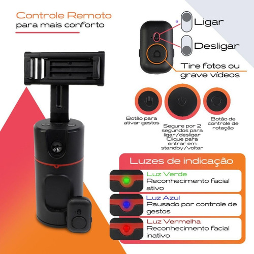 Gimbal Com Auto Face Tracking Para Smartphone E Tripé 360°