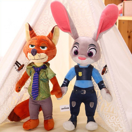 2pcs Zootopia Judy Hopps Nick Wilde Muñeca Peluche Juguete