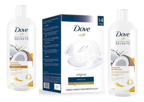 Trío Dove Shampoo Y Acondicinador Nutritive Secrets, Jabón 