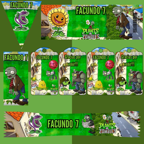 Kit Imprimible Cumpleaños Candy Bar Plants Vs Zombies Pvz