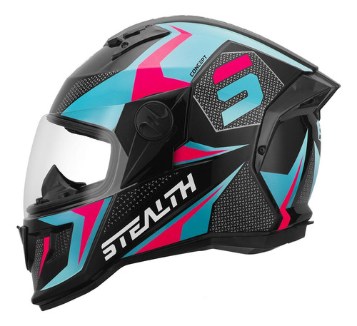 Capacete Fechado Protork Stealth Concept Verde - Rosa 58