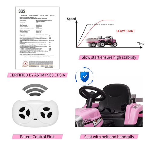 Coche De Paseo Para Niños De 12 V Con Remolque, Juguete Eléc