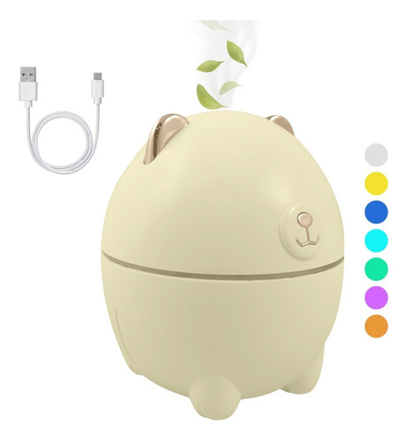 Humidificador Difusor Oso Polar Luz Led Aromaterapia 220ml Color Amarillo