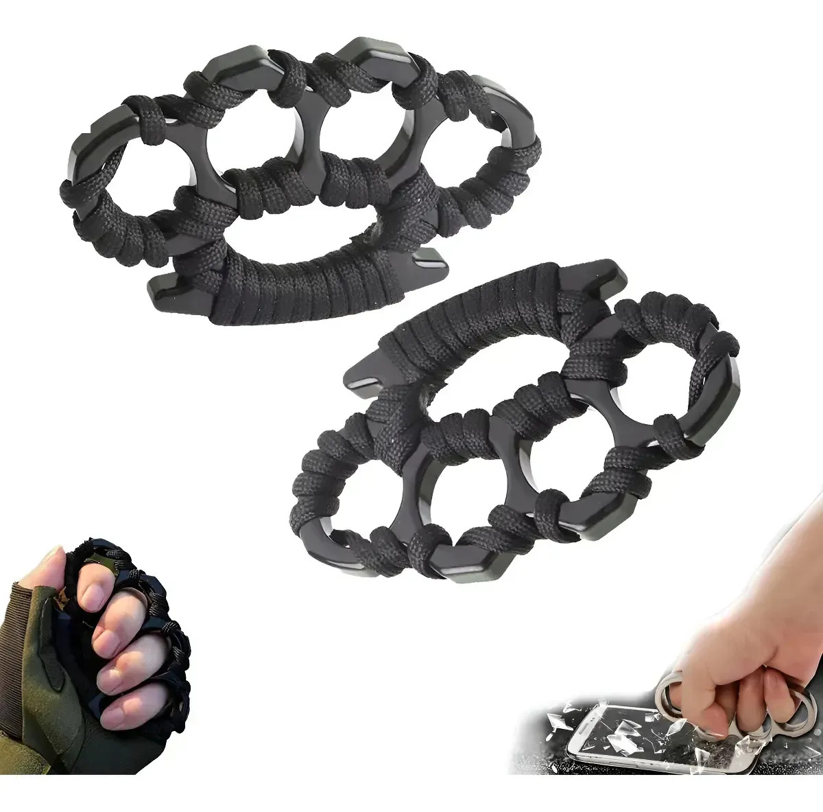 Pack de 2 Manoplas Swancooyu de Acero Sólido para Defensa Personal, Diseño Calavera Ergonómico