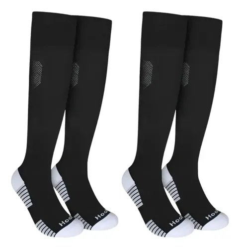 Kit 2 Pares Meião Futebol Profissional Hoahi Cano Longo Cor Preto Tamanho 39/43