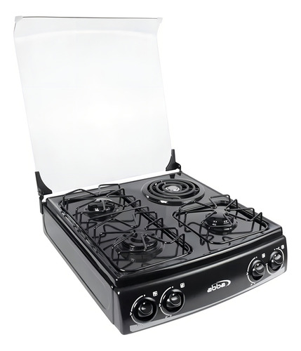 Estufa De Sobreponer Abba 4 Puestos Mixta Glp Sm 400-2 N Ql Color Negro