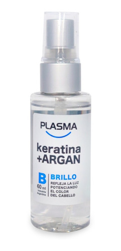 Keratina + Argan Brillo Potenciador De Color Plasma 60ml.