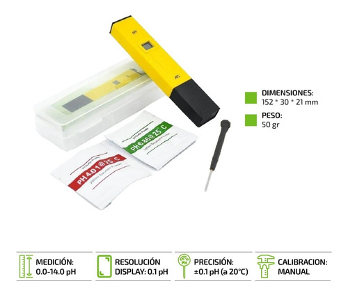 Imagen 4 de 6 de Medidor De Ph Digital Agua Tester Peachimetro Liquidos 14 Ph