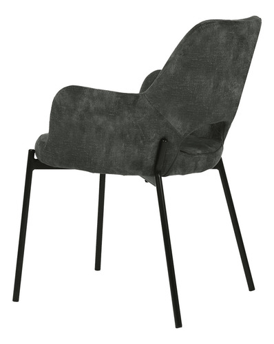 Set De 2 Sillas De Comedor 3038 Shcola Estructura de la silla Negro Asiento Gris oscuro Diseño de la tela Liso