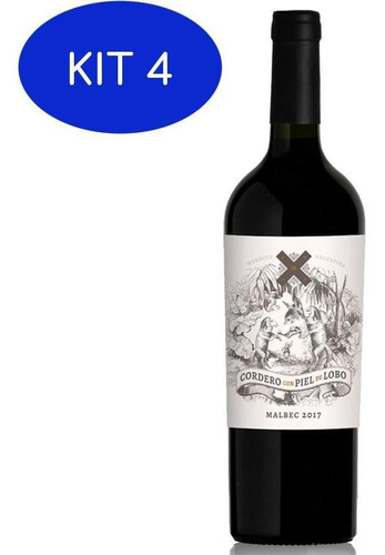 Kit 4 Cordero Con Piel Lobo Malbec 2018 750ml By Mosquita