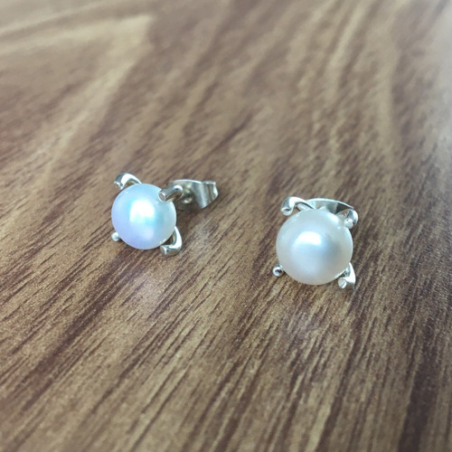 Imagen 3 de 9 de Broqueles De Perla Natural Y Plata 925 Mujer/niña 8mm Agálea