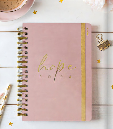 Agenda 2024 Diaria Mooving Hope 16,5x22cm Con Espiral Color De La Portada Rosa
