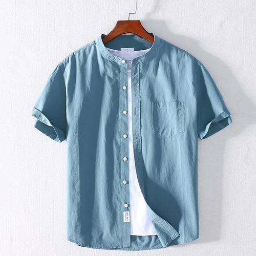 Camisa De Trabajo Casual De Manga Corta Para Hombre, De Algo