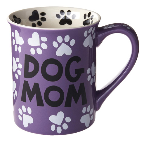 Enesco Nuestro Nombre Es Barro Dog Mom, 16 Oz. Taza De Gres