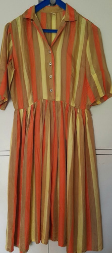 Vestido Chemise De Seda A Rayas Vintage 