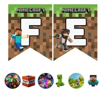 Comprar Kit Combo Decoracion Cumpleaños Minecraft Banderin Marvez
