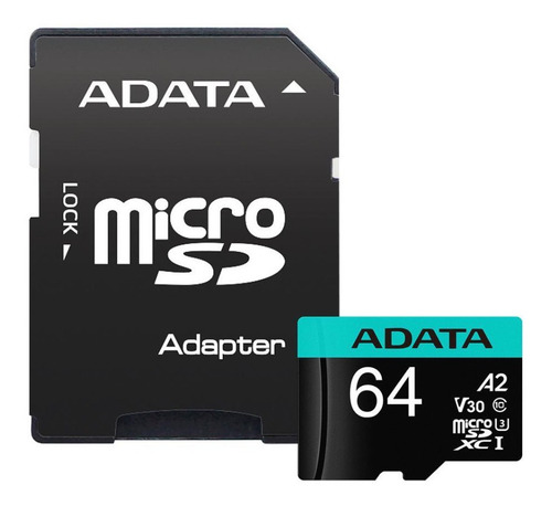 Imagen 2 de 2 de Memoria Micro Sdxc 64gb Adata Clase 10 Video 4k V30 A2
