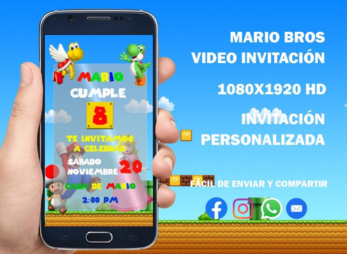 Invitación Animada De Cumpleaños Mario Bros