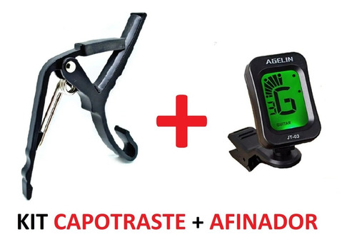 Kit Capotraste + Afinador Cromático Digital Clip Violão Guit