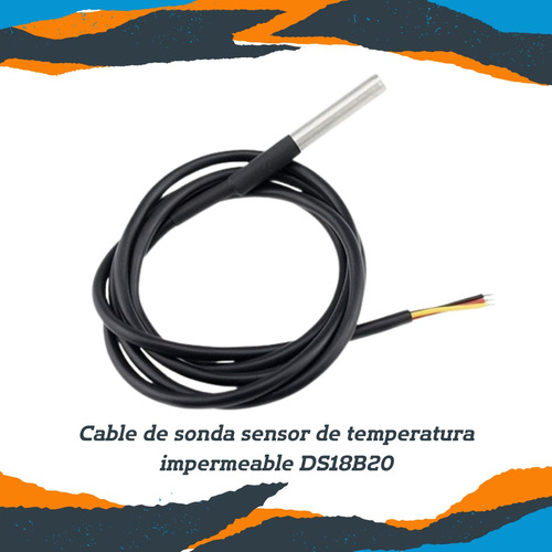 Cable De Sonda Sensor De Temperatura Impermeable Ds18b20 1m