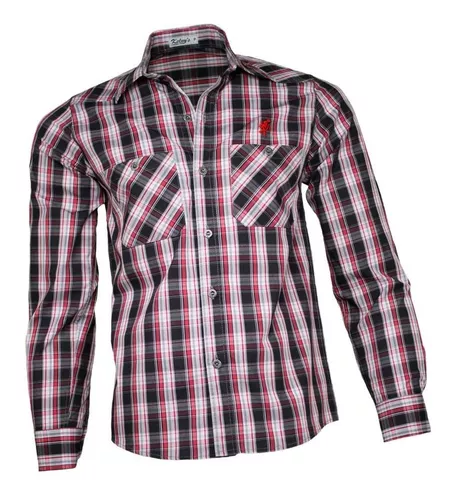 Camisa Xadrez Masculina Kelvy's Preto e Branco