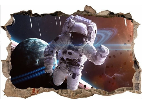 Vinilos Efecto Hueco 3d Astronautas - Cali - 1.50m X 1m