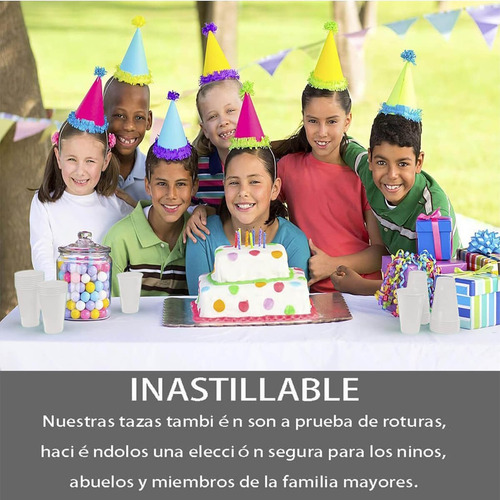 50 Vasos Desechable Plástico Prémium Blanco Eventos Fiestas