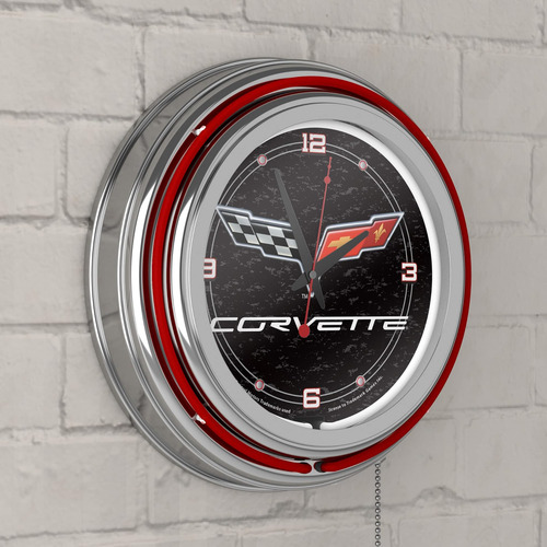 Reloj De Neón - Reloj Retro Corvette C6 Black Analog Wall Re