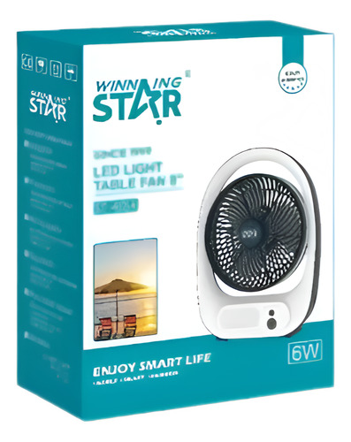 Ventilador Recargable, 3 Veloc, Luz Led, Inclinacion Ajustab