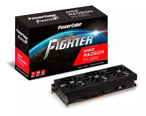 Placa de video AMD PowerColor Fighter Radeon RX 6800 Series RX 6800 AXRX 6800 16GBD6-3DH/OC OC Edition 16GB
