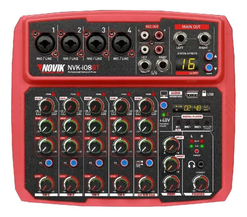 Consola Mixer 8 Canales Interfaz Grabacion Usb Efectos Bt