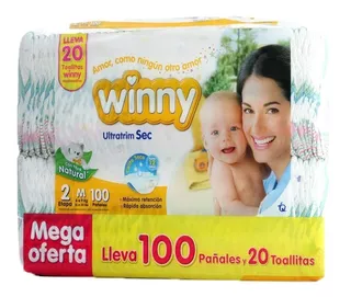 Winny Pañal Bebe Etapa 2 X 100 Unidades + 20 Toallitas Winny