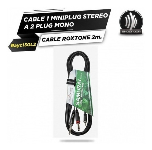 Imagen 2 de 4 de Cable Miniplug St A 2 Plug Mono 2 Metros Roxtone Rayc130l2