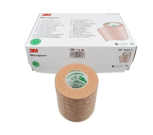 Imagen 1 de 3 de Tela Micropore Color Piel - 6 Unid. 5 Cm X 9,1 M 3m - 1533-2